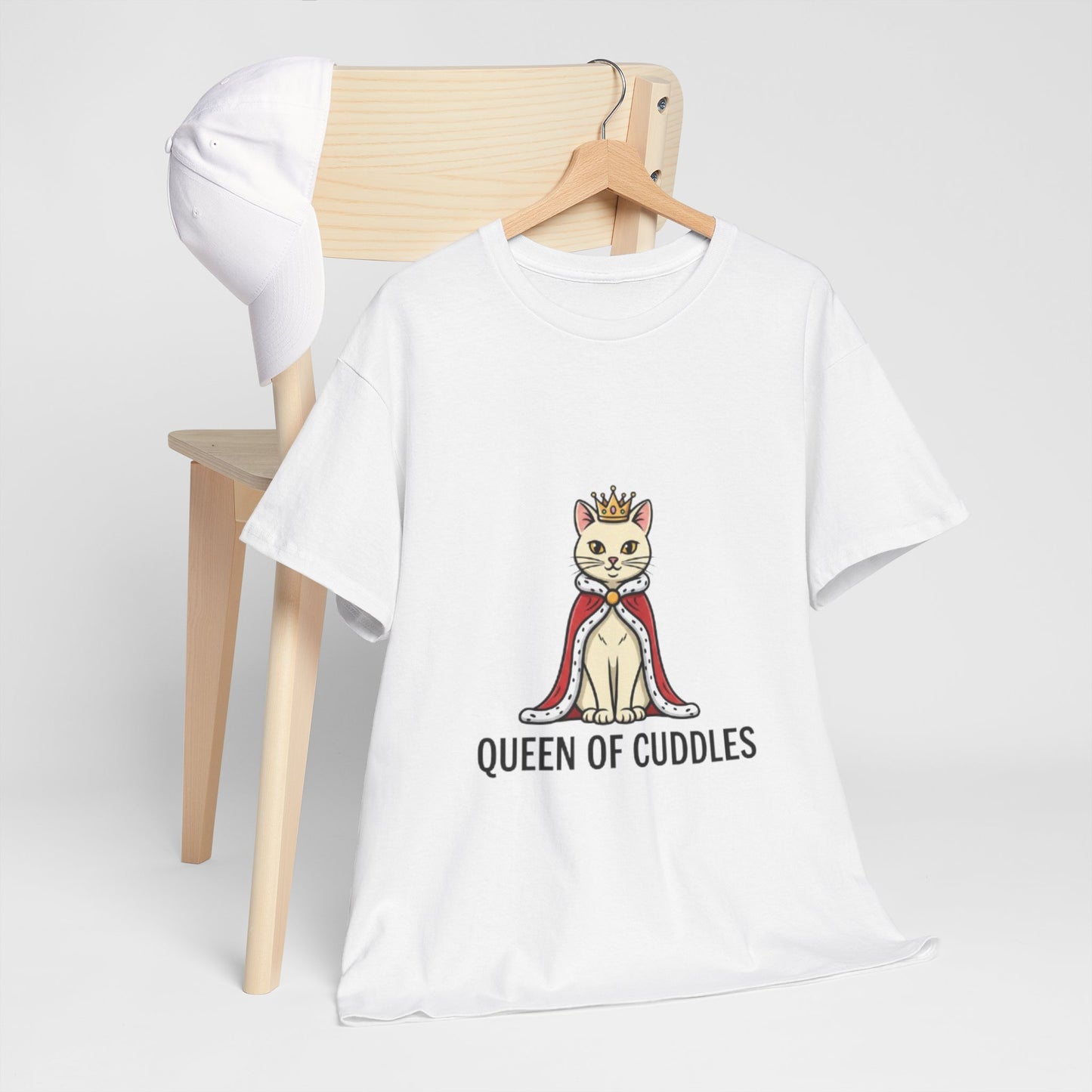 Queen of Cuddles Cat Tee — Cute Cat Crown Graphic T-Shirt