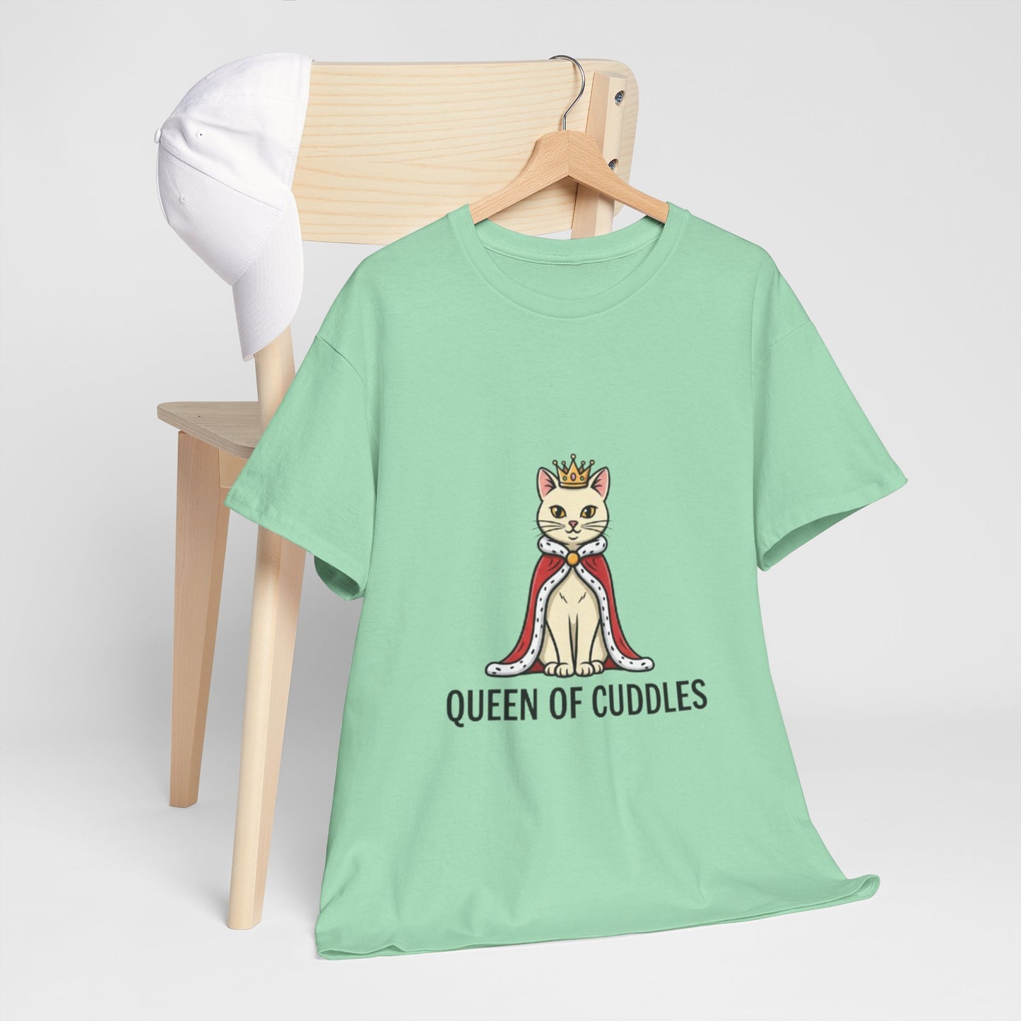 Queen of Cuddles Cat Tee — Cute Cat Crown Graphic T-Shirt
