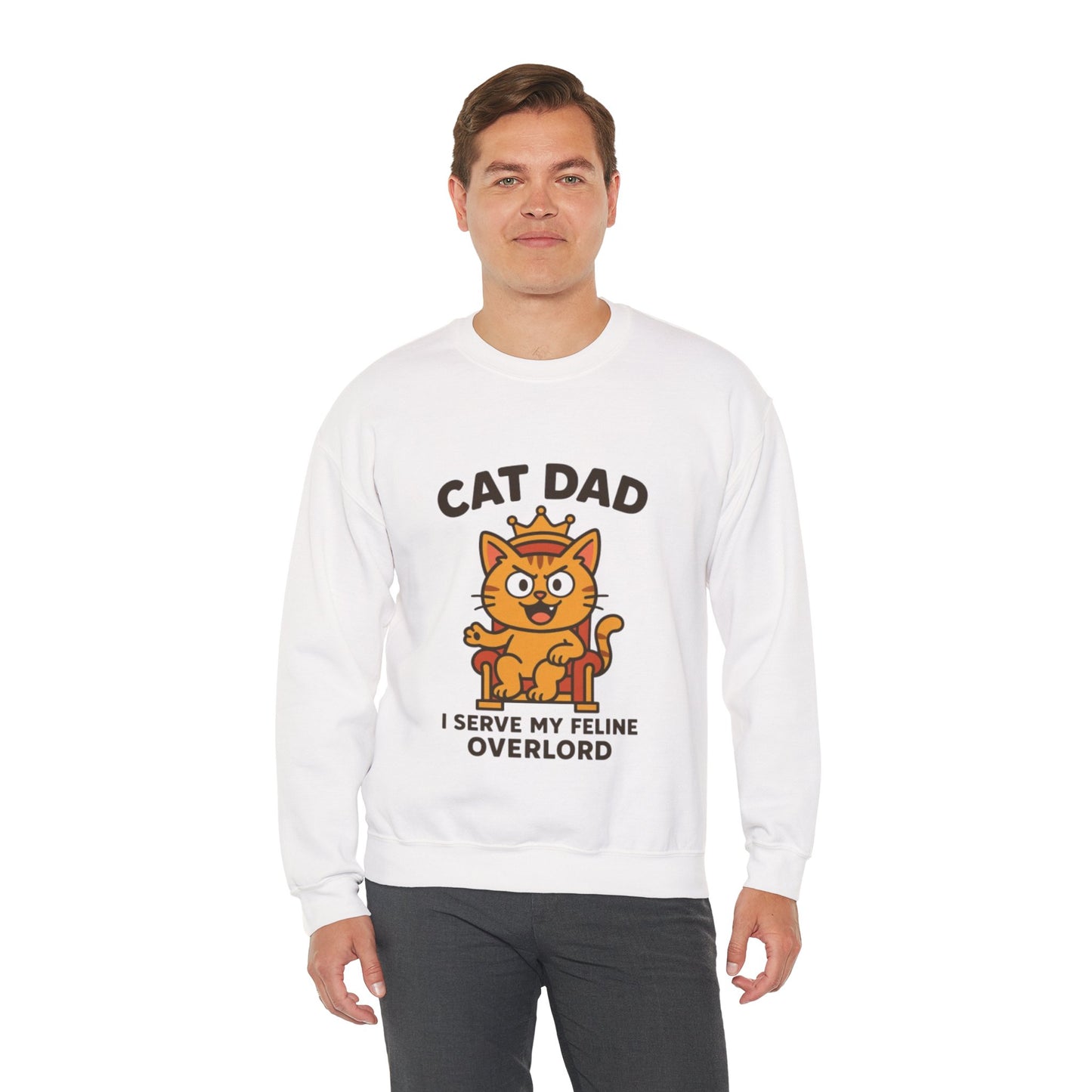 Cat Dad Sweatshirt – I Serve My Feline Overlord | Funny Cat Lover Gift