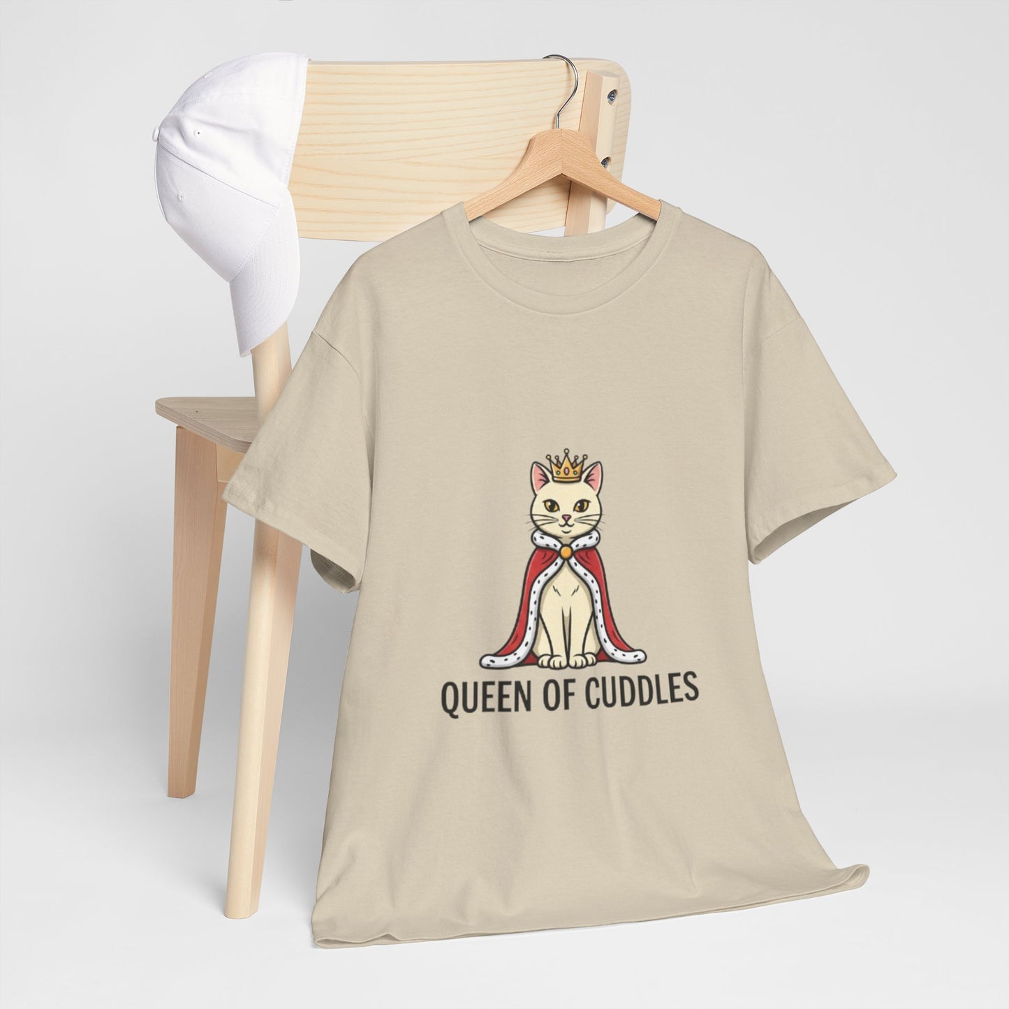 Queen of Cuddles Cat Tee — Cute Cat Crown Graphic T-Shirt