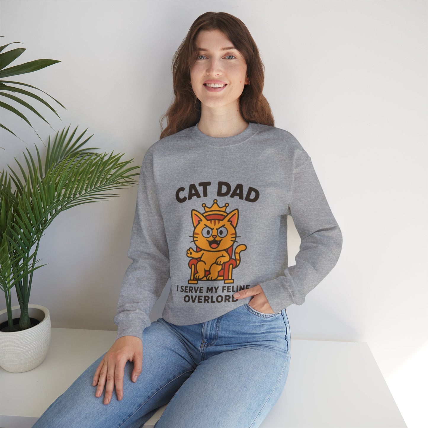 Cat Dad Sweatshirt – I Serve My Feline Overlord | Funny Cat Lover Gift
