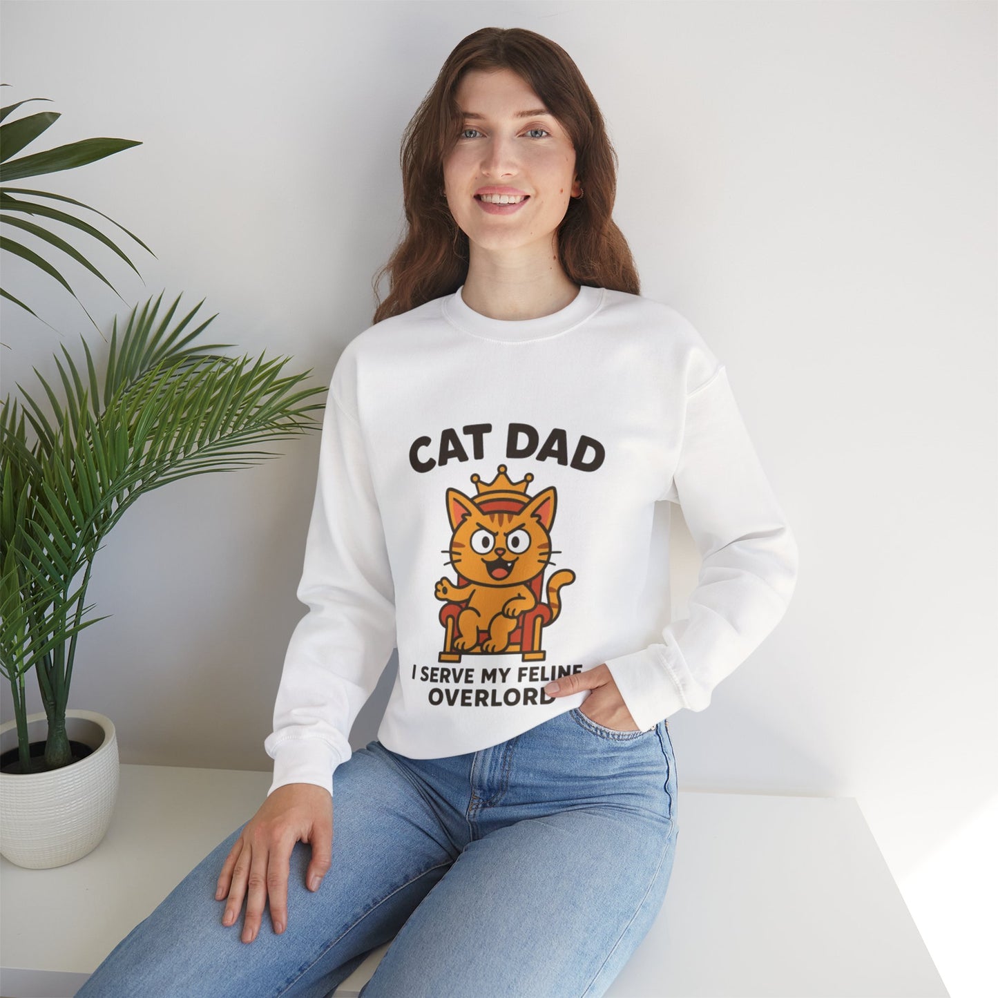 Cat Dad Sweatshirt – I Serve My Feline Overlord | Funny Cat Lover Gift