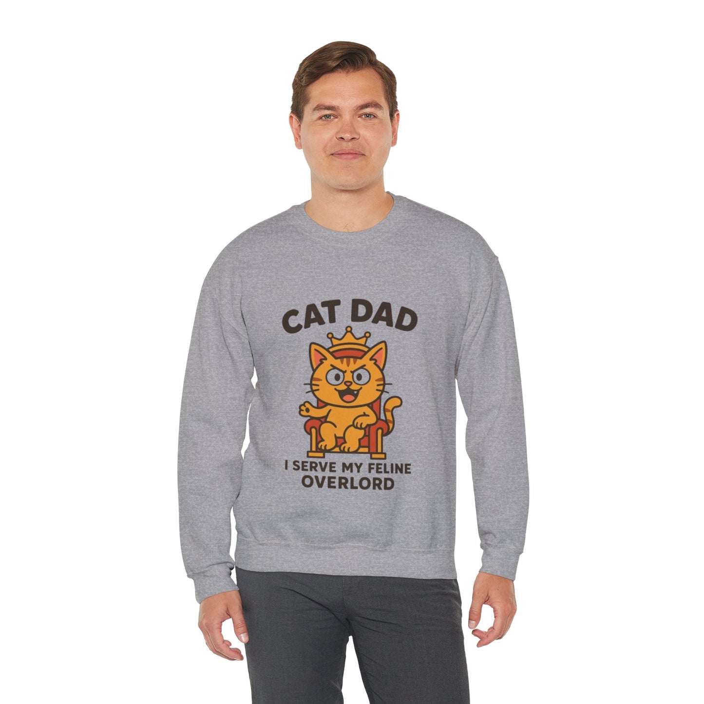 Cat Dad Sweatshirt – I Serve My Feline Overlord | Funny Cat Lover Gift