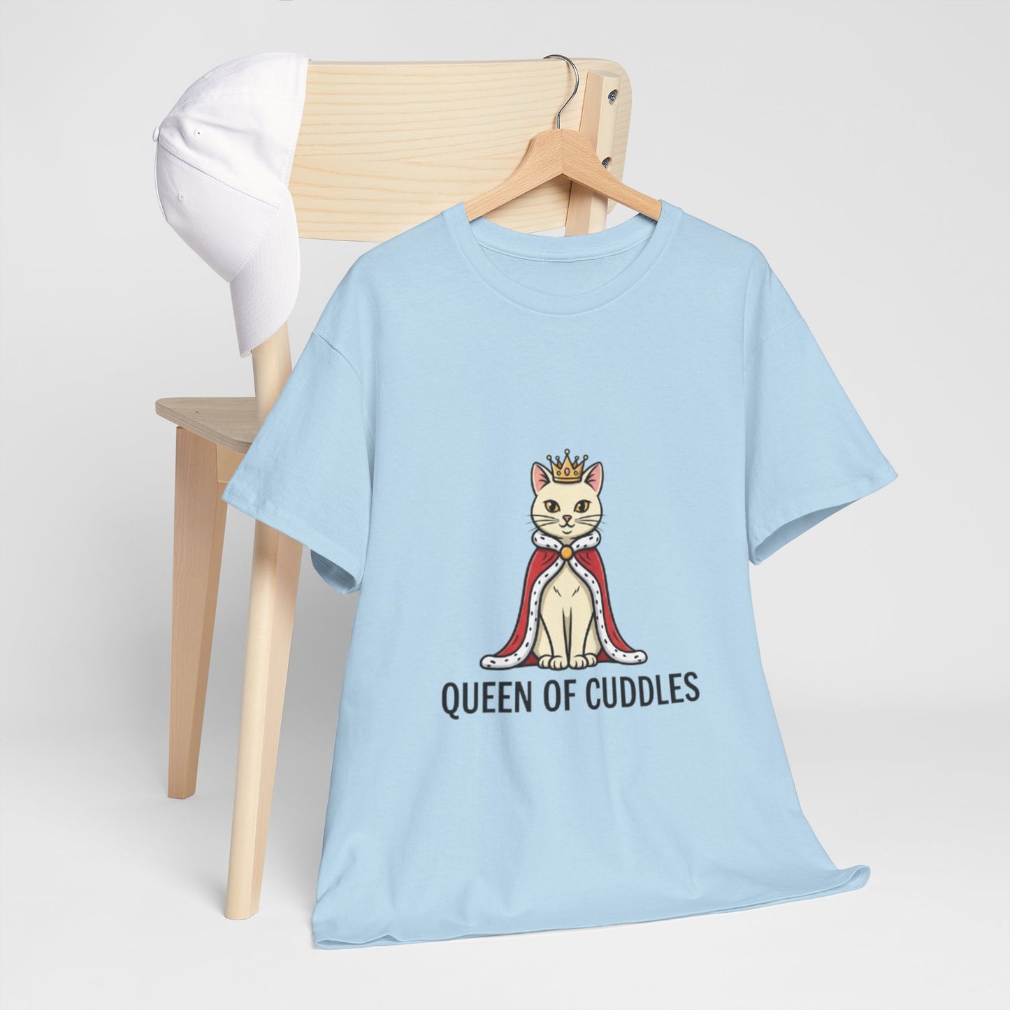Queen of Cuddles Cat Tee — Cute Cat Crown Graphic T-Shirt